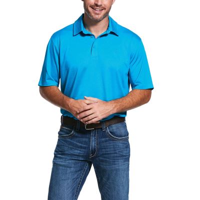 Ariat Western: Birdseye Button Polo Hombre - Azules (XYGVE8706)